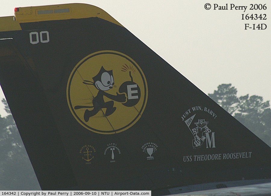 164342, Grumman F-14D Tomcat C/N 617/D-22, The proud tail of VF-31's birds.  So long Grumman Felix.