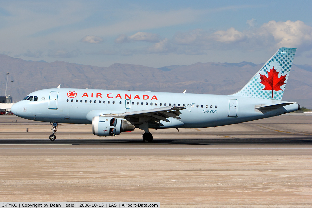 C-FYKC, 1997 Airbus A319-114 C/N 691, Air Canada C-FYKC (FLT ACA597) from Lester B Pearson Toronto Int'l (CYYZ) activating the thrust reversers & deploying the spoilers after touching down on RWY 25L.