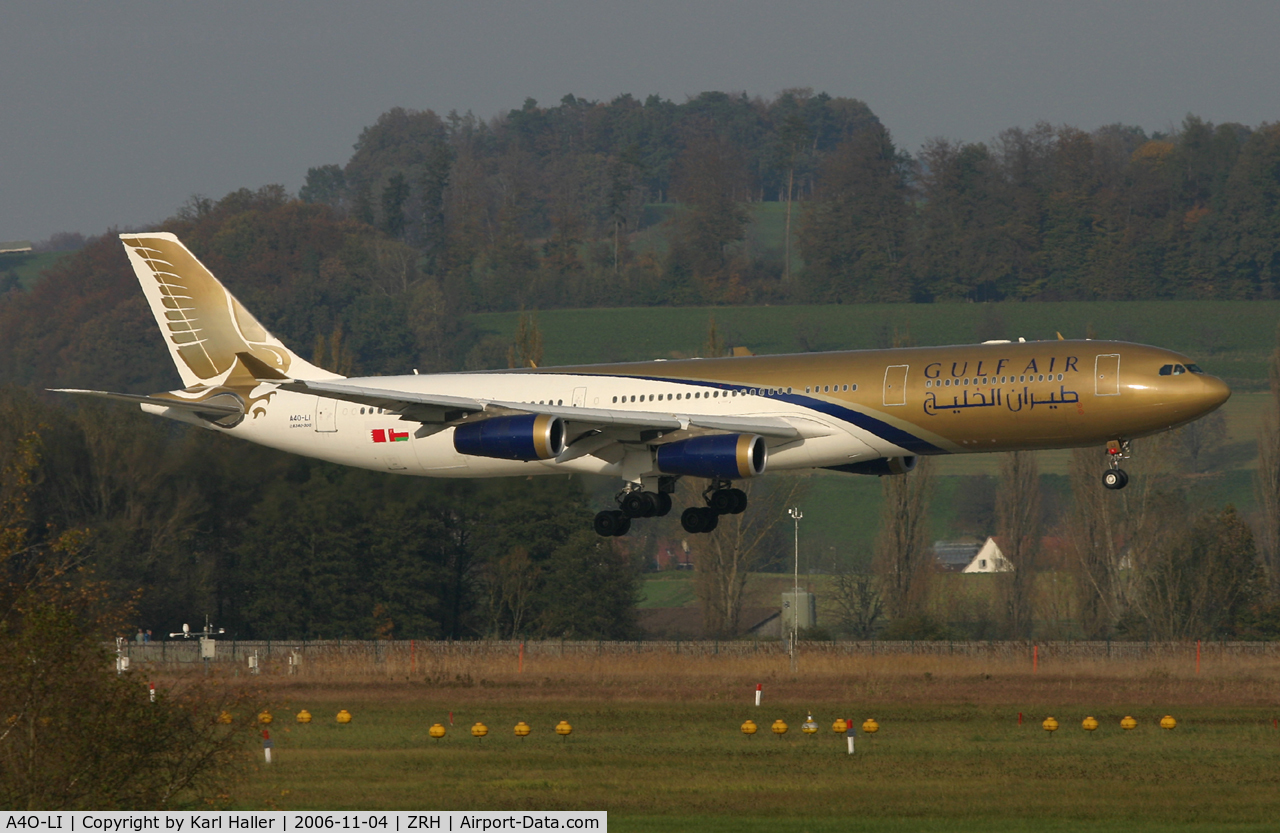 A4O-LI, 2003 Airbus A340-313 C/N 554, short final RWY 14