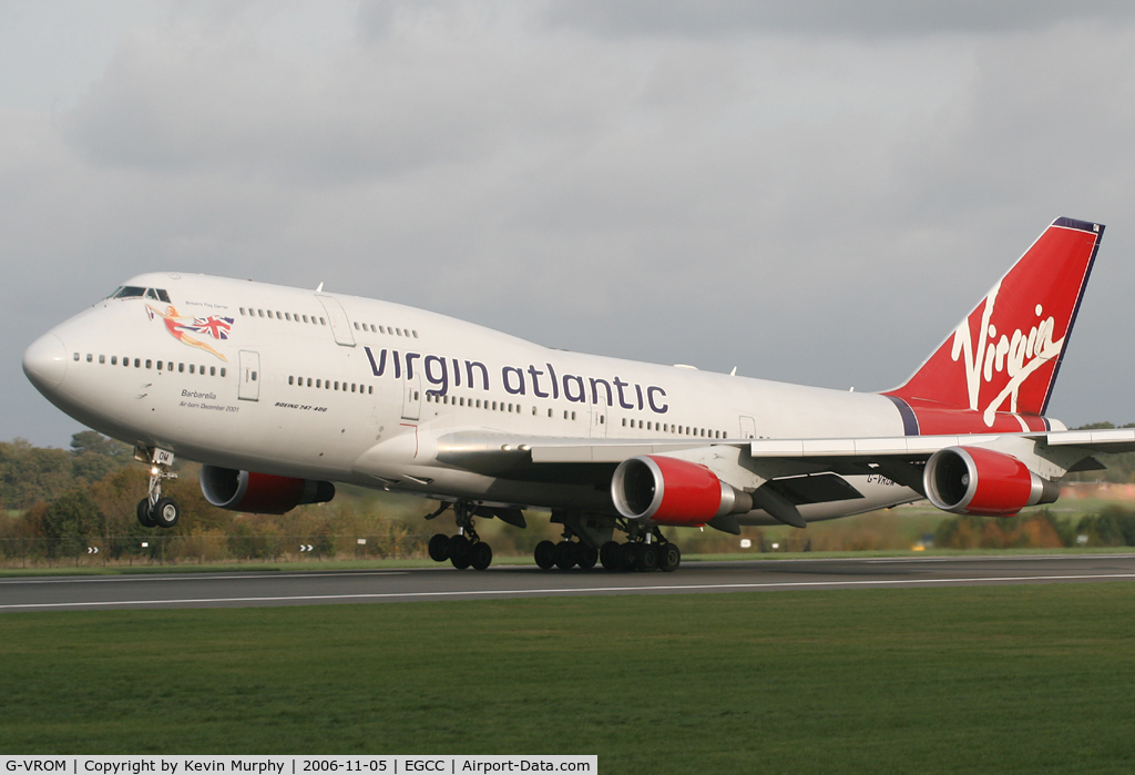 G-VROM, 2001 Boeing 747-443 C/N 32339, Virgin looking good off 24L.
