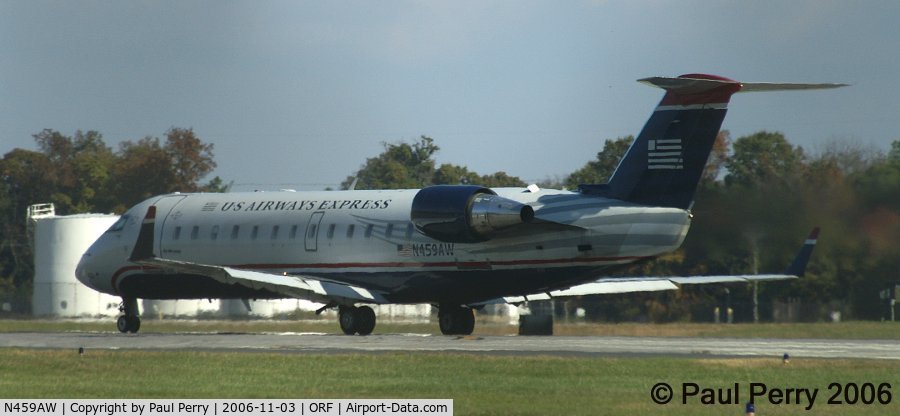 N459AW, 2003 Bombardier CRJ-200LR (CL-600-2B19) C/N 7863, Just about to rotate, but she'll be back