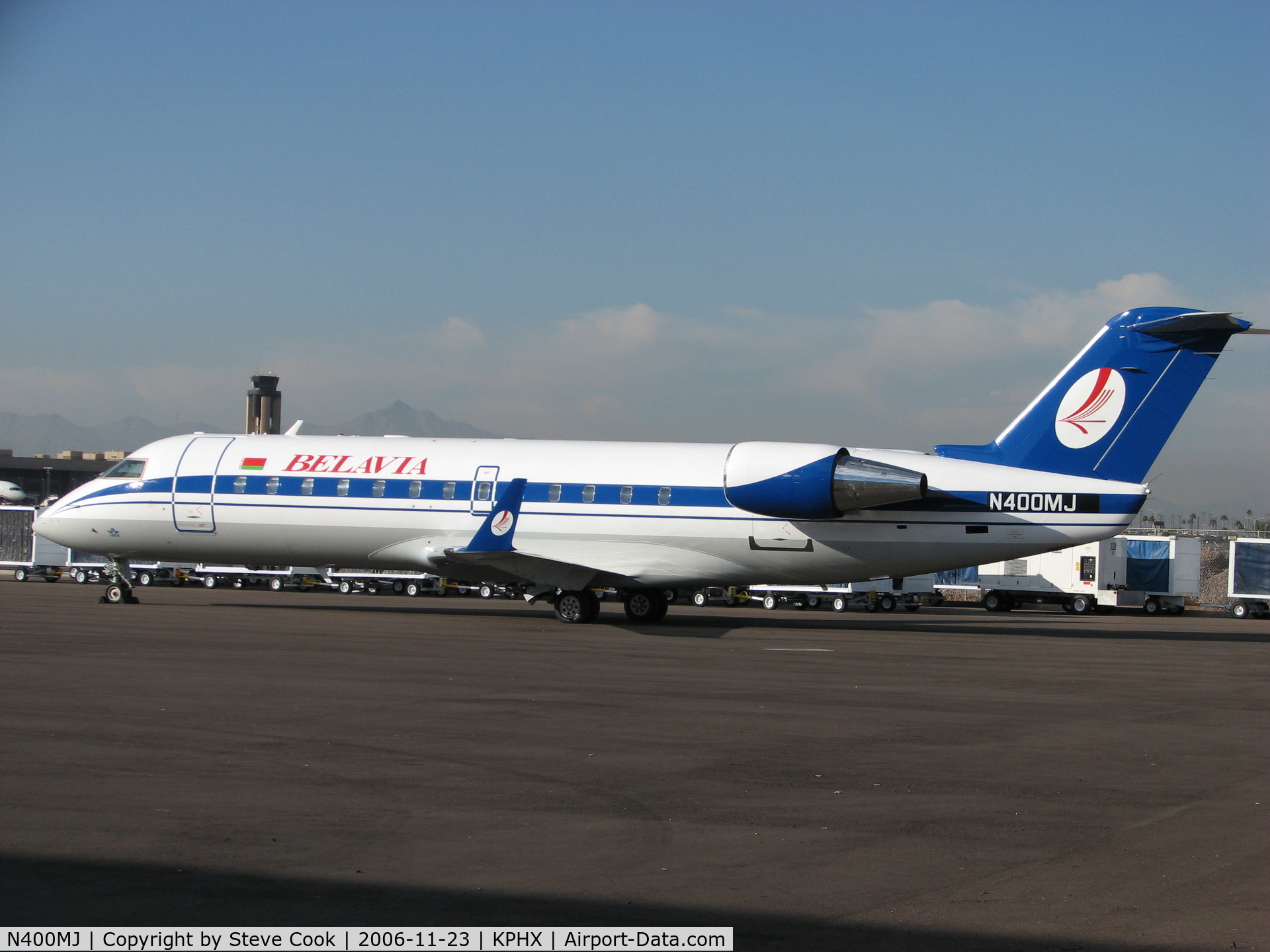 N400MJ, 1999 Bombardier CRJ-100ER (CL-600-2B19) C/N 7309, recently painted in Belavia colors at KGYR