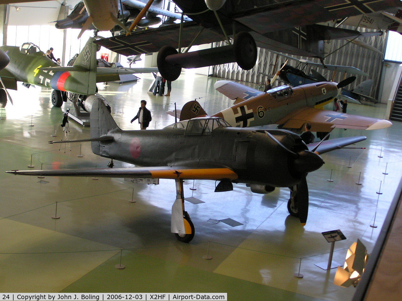 24, 1944 Kawasaki Ki 100-1B C/N 16336, Kawasaki Ki100 forground. Bf109 right rear, Me262 left rear.