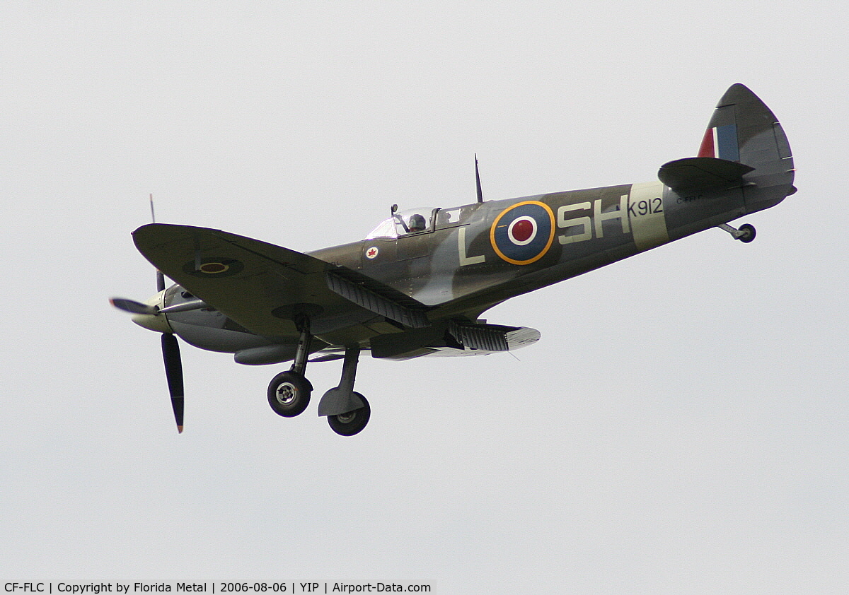 CF-FLC, 1942 Supermarine 361 Spitfire LF.IXc C/N CBAF.IX.8185, Spitfire landing