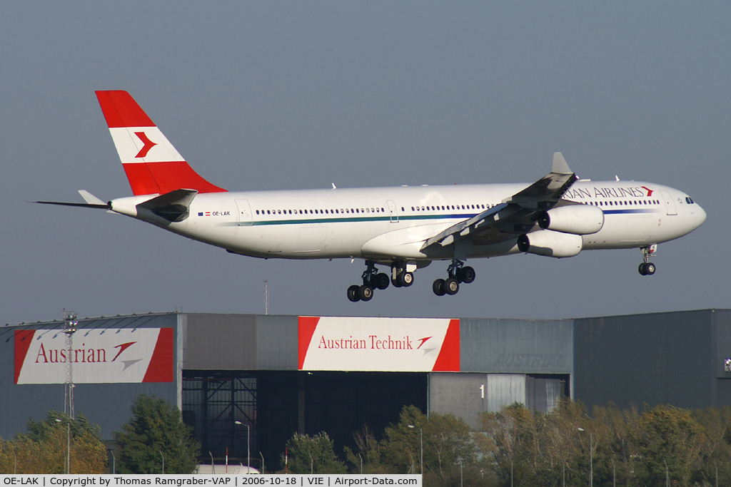 OE-LAK, 1997 Airbus A340-313 C/N 169, Austrian Airlines A340-300