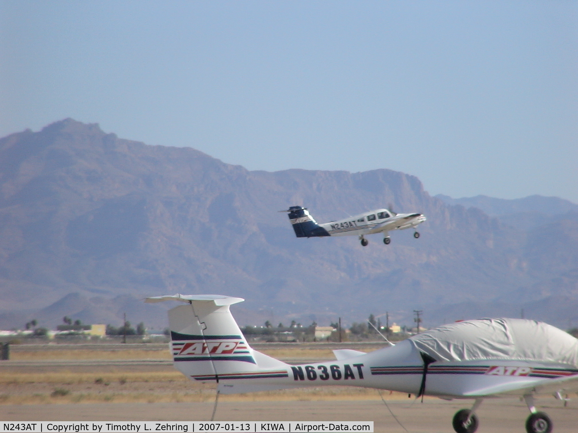 N243AT, 2000 Piper PA-44-180 Seminole C/N 4496042, Taking off from Williams Gateway - Mesa, AZ