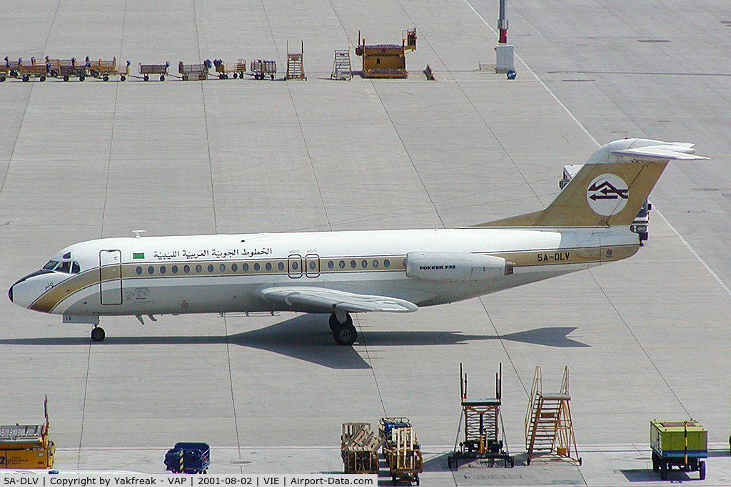 5A-DLV, 1983 Fokker F-28-4000 Fellowship C/N 11200, Libyan Arab Airlines Fokker 28