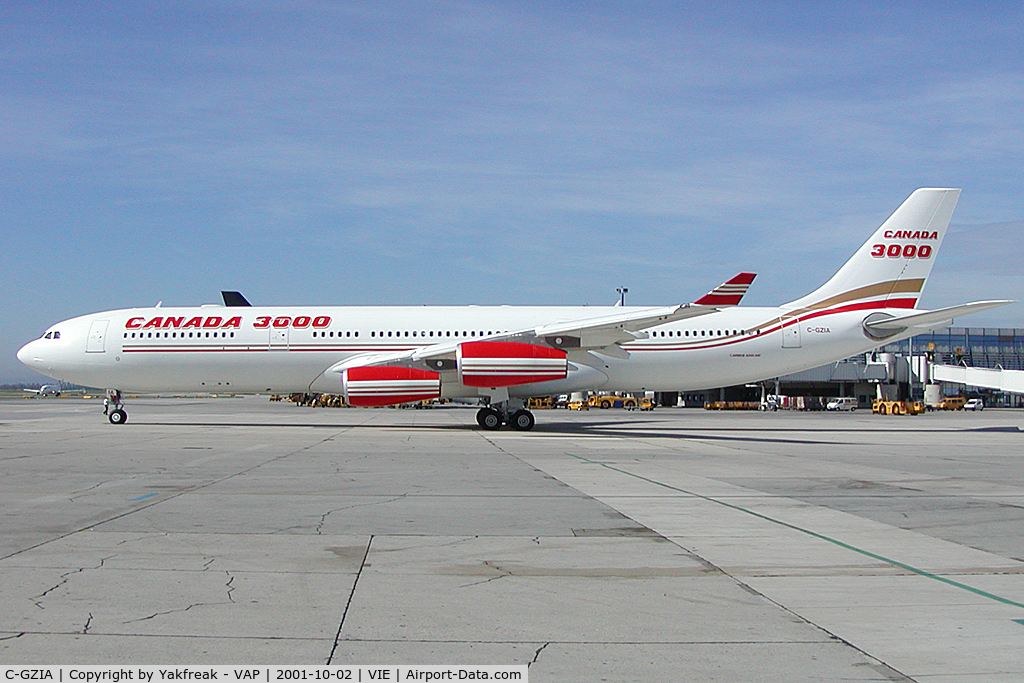 C-GZIA, 2001 Airbus A340-313 C/N 395, Canada 3000 Airbus 340-300
