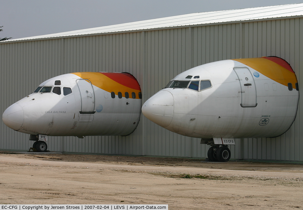 EC-CFG, 1974 Boeing 727-256 C/N 20817, Together with Iberia DC-9 displayed in the museum at Madrid, Spain