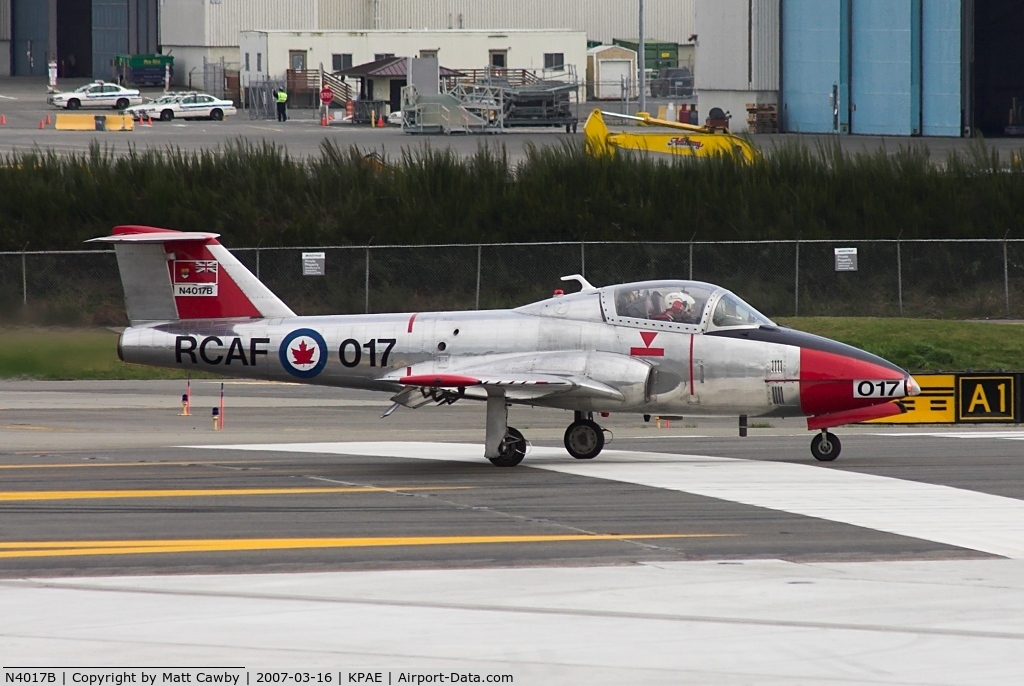 N4017B, 1964 Canadair CT-114 Tutor C/N 26017, Departing Paine Field for a couple of approaches