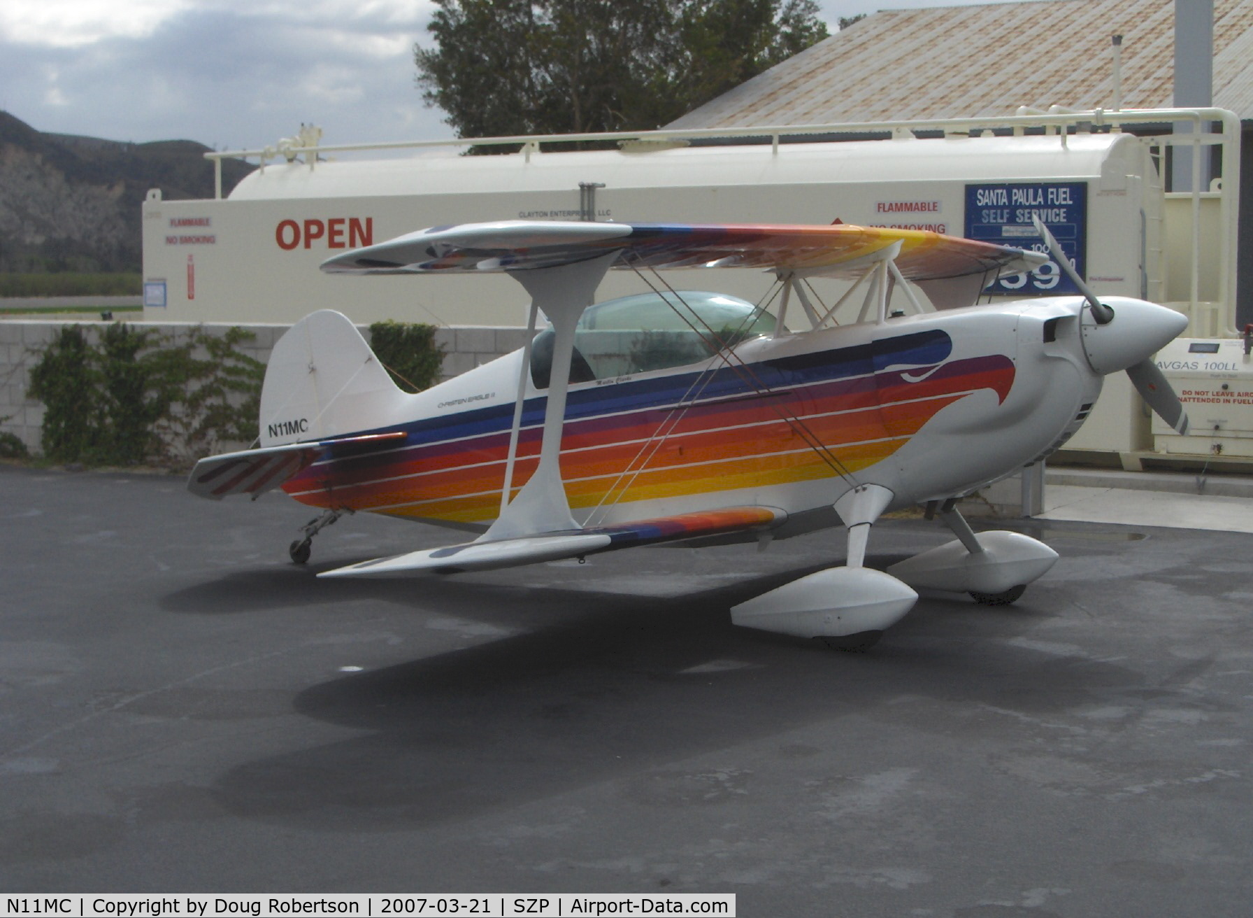 N11MC, 1993 Christen Eagle II C/N WOODWARD 0001, 1993 Woodward Christen Eagle II, Lycoming AEIO-360 fully aerobatic, refueling