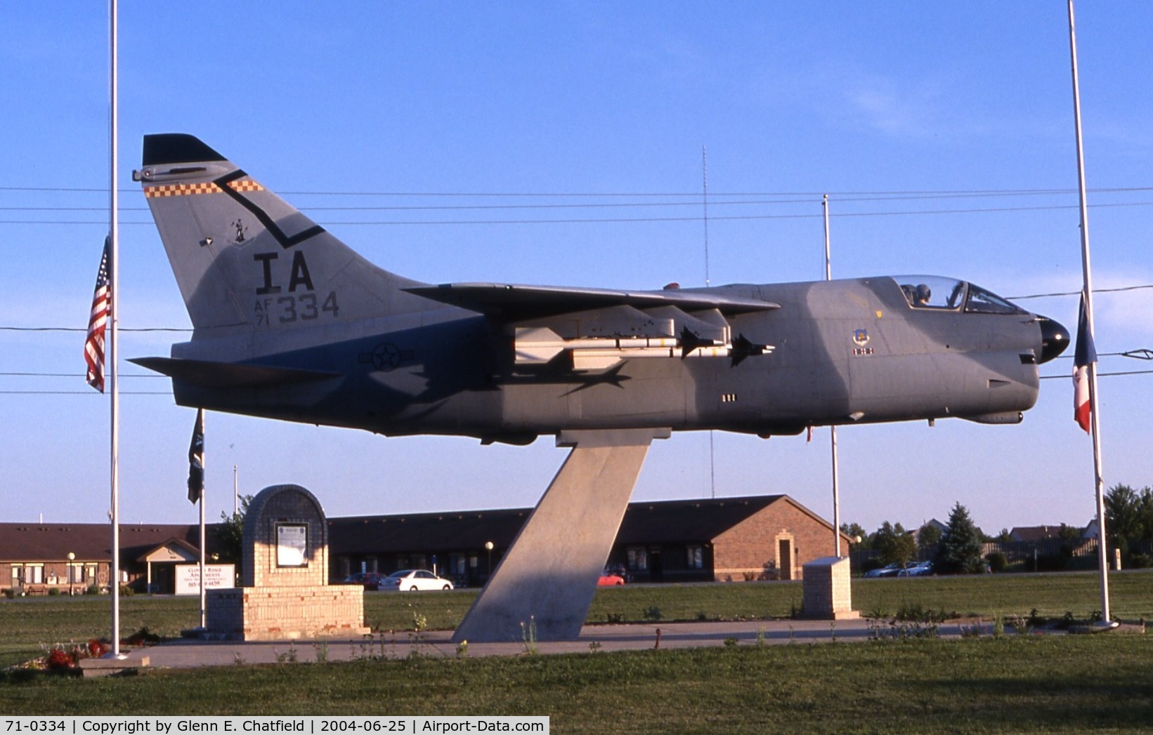 71-0334, 1971 LTV A-7D Corsair II C/N D-245, Mounted at Veteran's Memorial, Altoona, IA