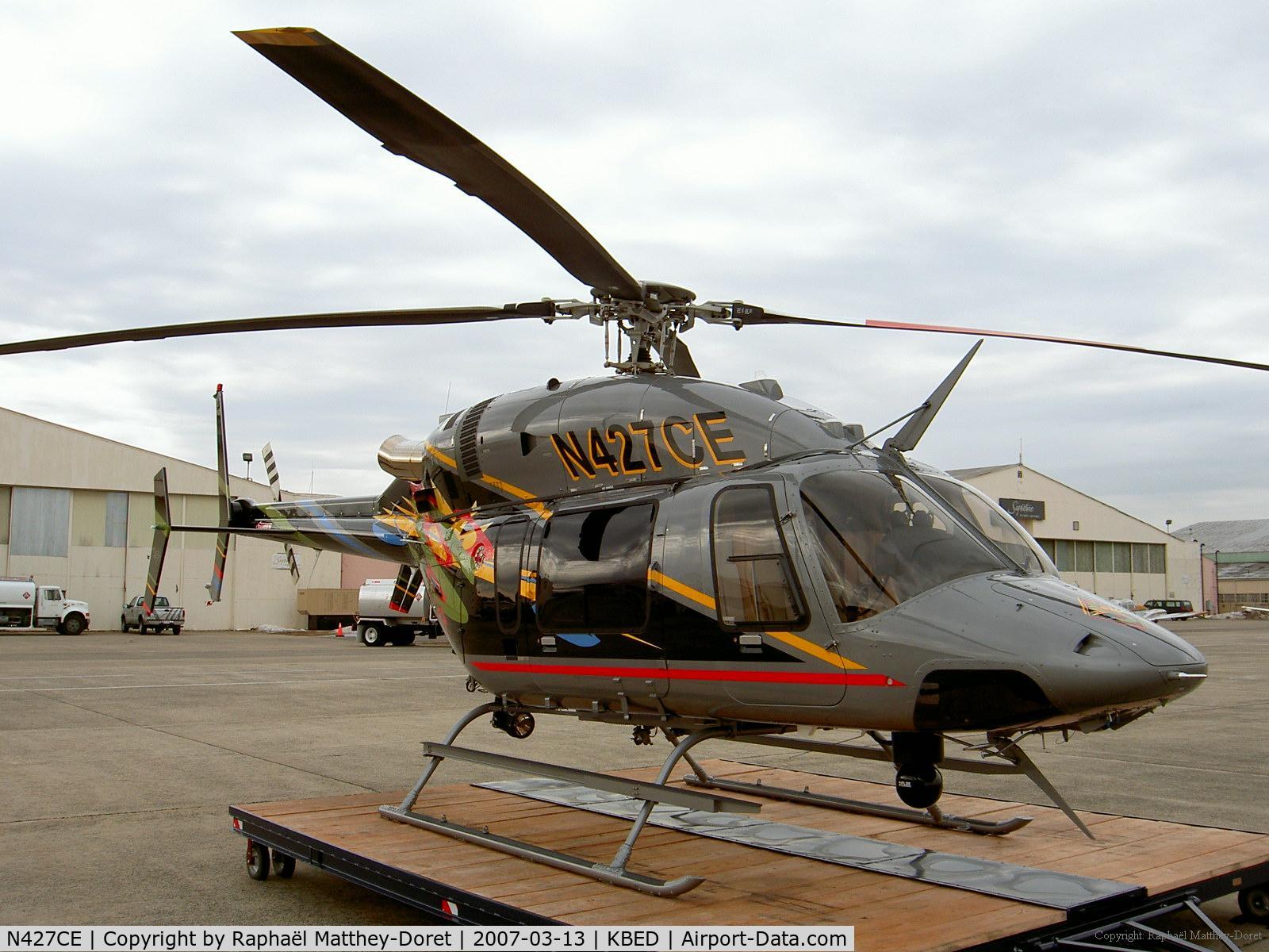 N427CE, 2006 Bell 427 C/N 56054, On the rampe at Hanscom airfield (KBED), MA