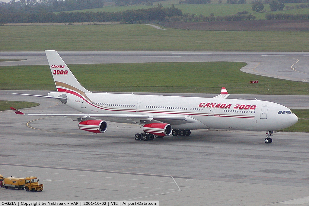C-GZIA, 2001 Airbus A340-313 C/N 395, Canada 3000 Airbus A340-300