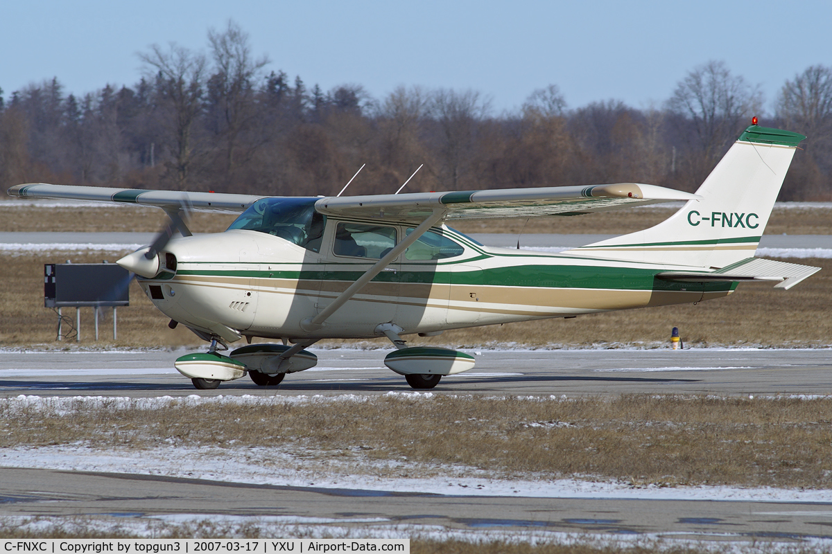 C-FNXC, 1972 Cessna 182P Skylane C/N 18261035, taxiing on Alpha.