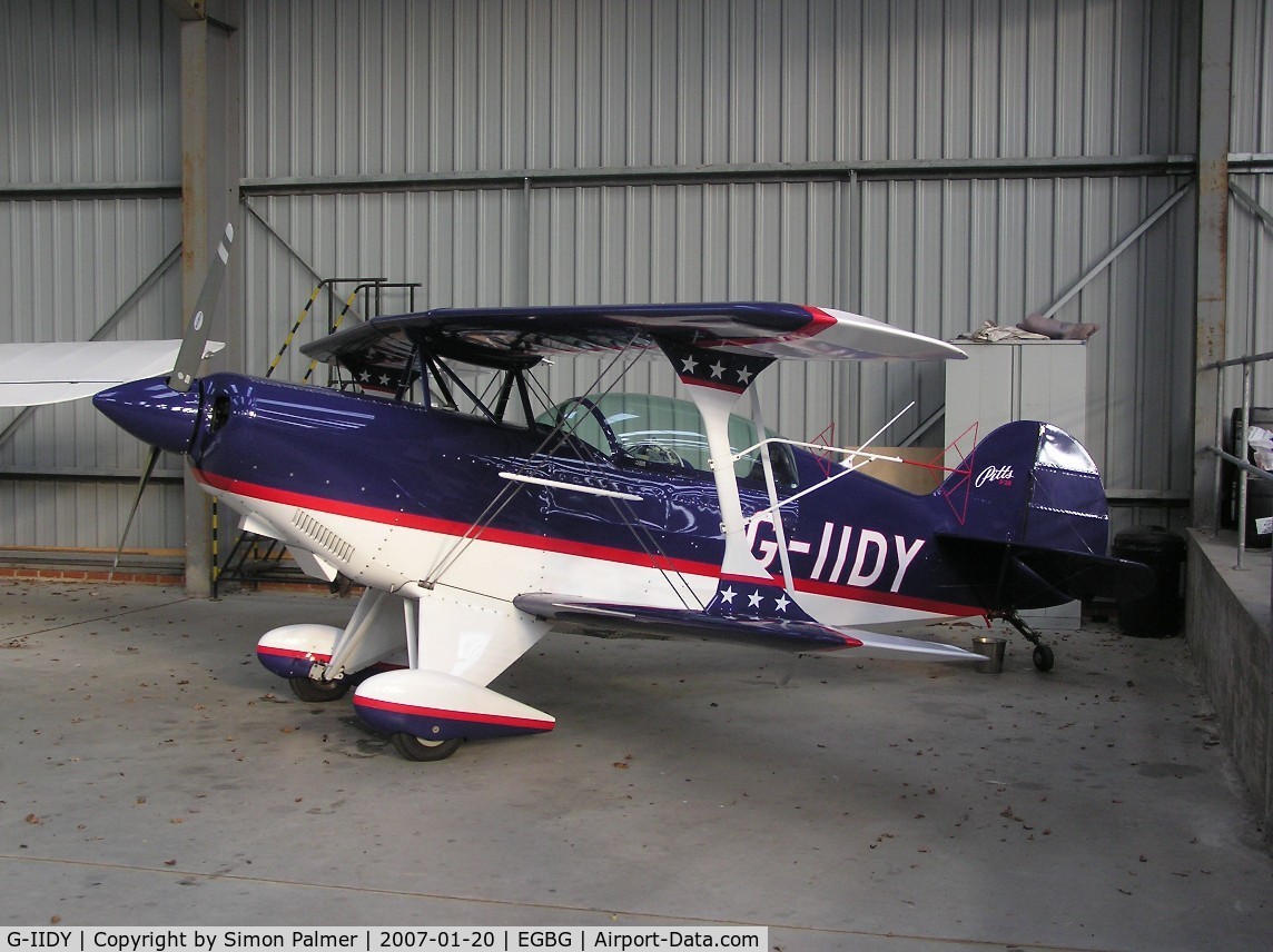 G-IIDY, 1982 Aerotek Pitts S-2B Special C/N 5000, Pitts S2 hangared at Leicester