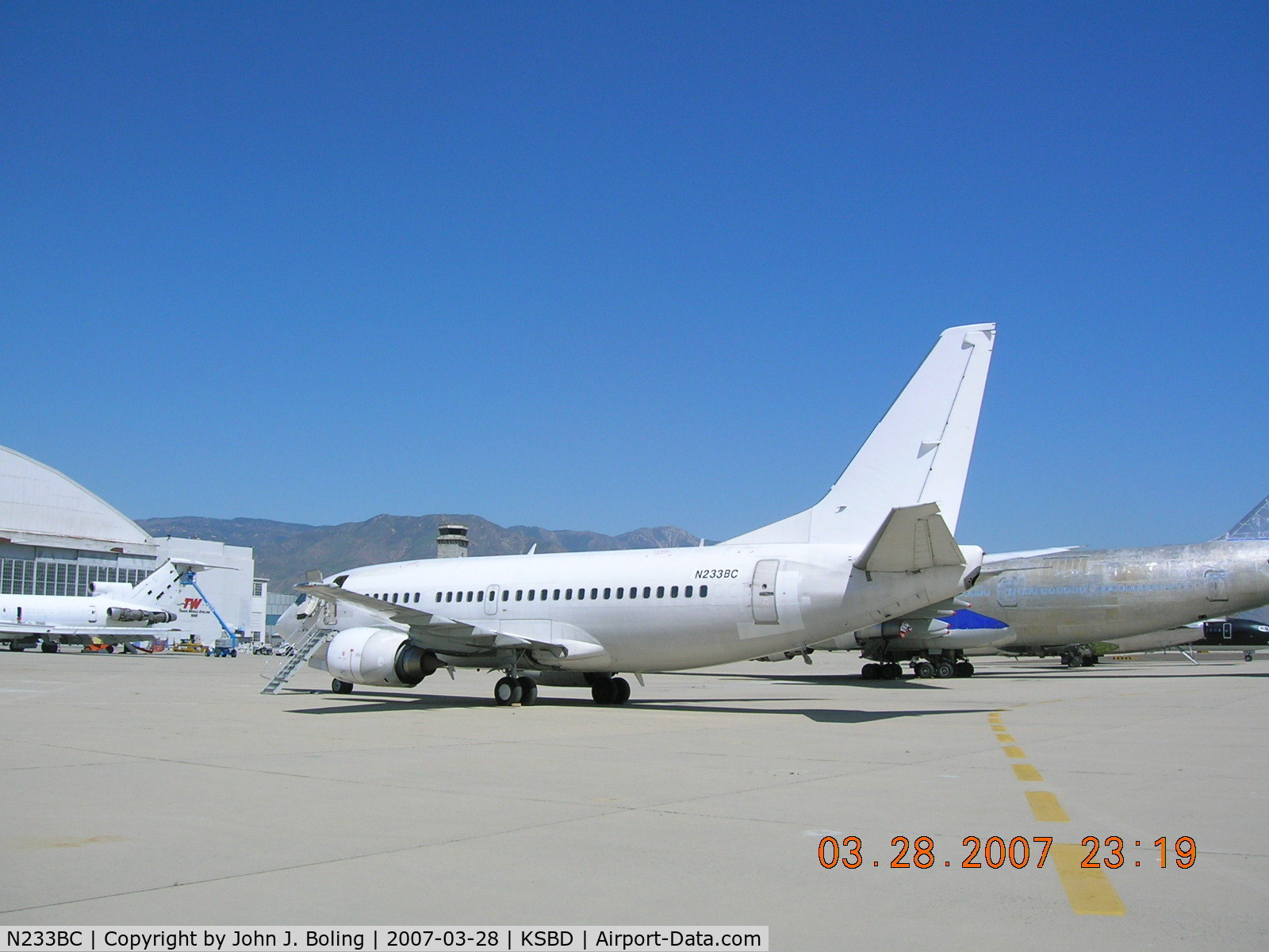 N233BC, 1990 Boeing 737-53A C/N 24788, Delivered to KSBD after ferry from Perpignan, France by John Boling and Bruce Burns