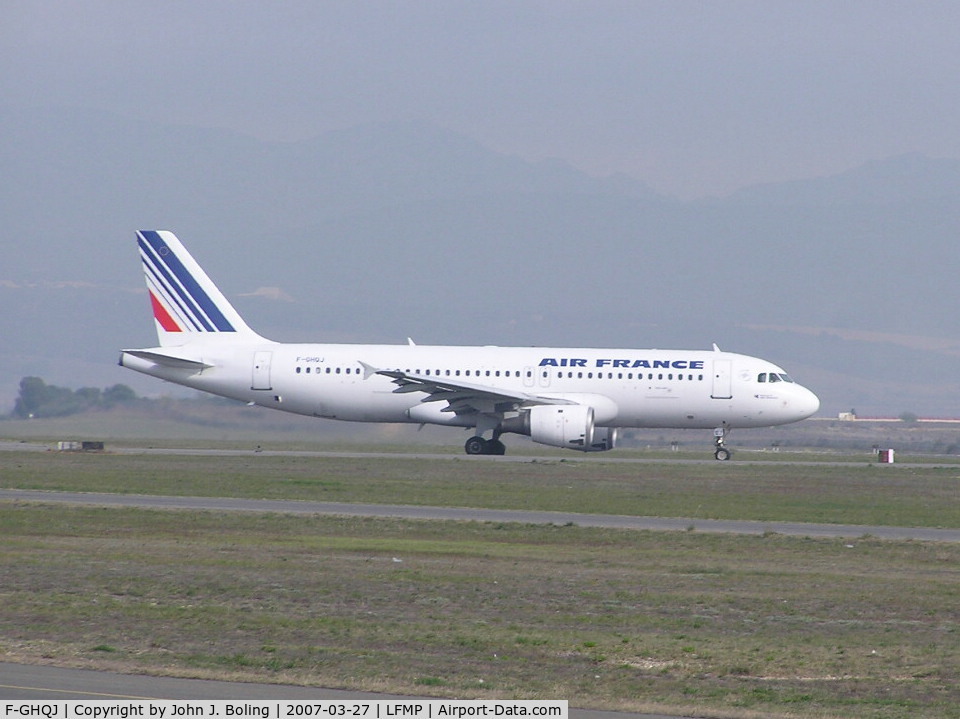 F-GHQJ, 1991 Airbus A320-211 C/N 0214, Air France A-320 taxi in at Perpignan, France