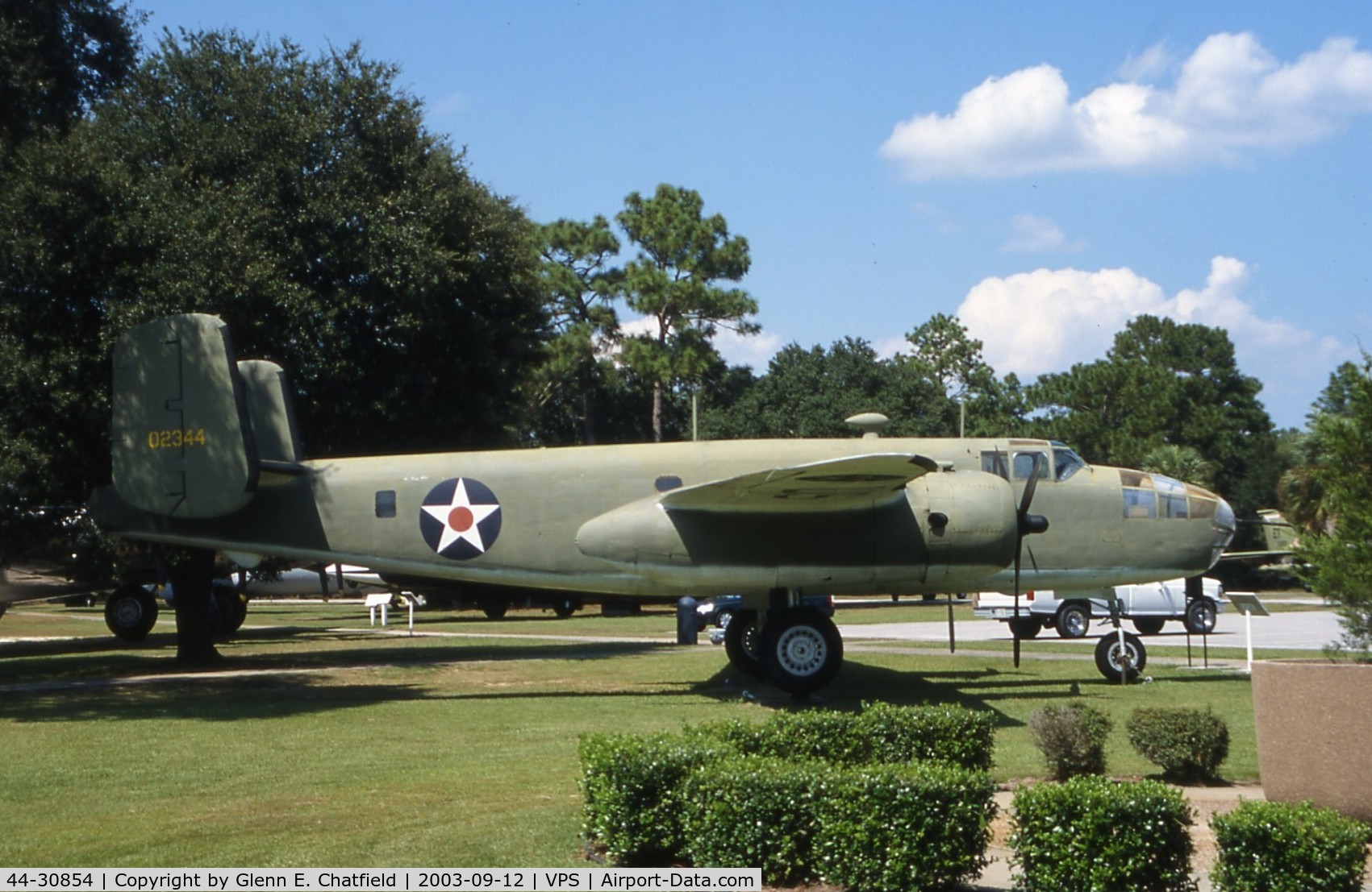 44-30854, 1944 North American TB-25N-25/27-NC Mitchell C/N 108-34129, Air Force Armament Museum. Was last B-25 on Air Force inventory, retired in 1959