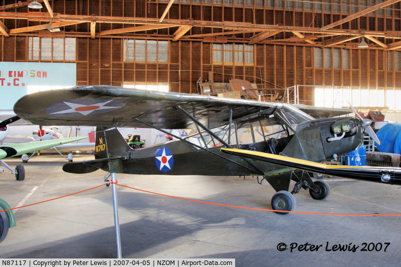 N87117, 1943 Piper L-4J Grasshopper (J3C-65D) C/N 13452, under restoration at Omaka