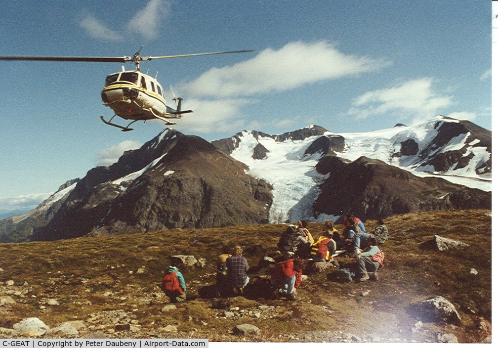 C-GEAT, 1970 Bell 205A-1 C/N 30088, Photo taken near Stewart BC, summer 1990