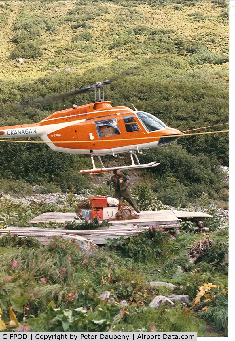 C-FPOD, 1971 Bell 206B JetRanger II C/N 696, Photographed near Galore Creek, NW BC, August, 1986
