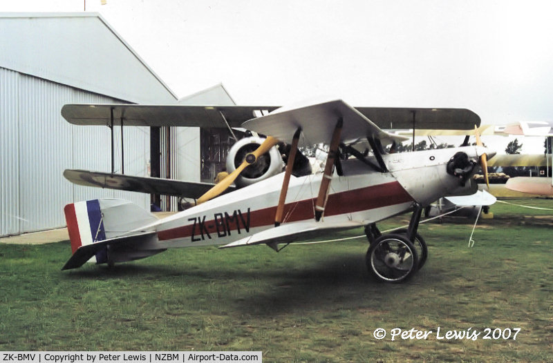 ZK-BMV, 1932 Radford Lincoln Sports C/N 1, built 1932-1940, still flying with a 40hp Bristol Cherub, taken 2003 with a Sopwith Camel in the background