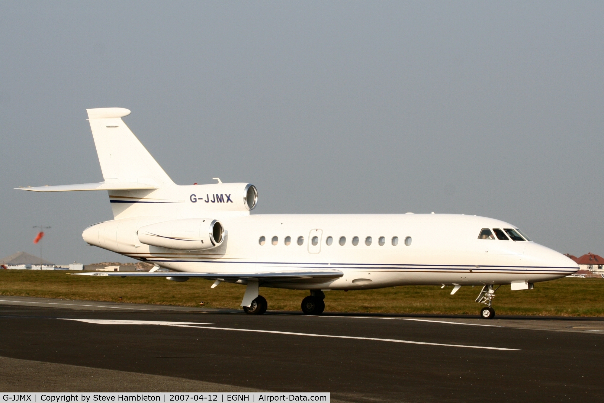 G-JJMX, 2002 Dassault Falcon 900EX C/N 112, Early morning arrival at Blackpool, UK