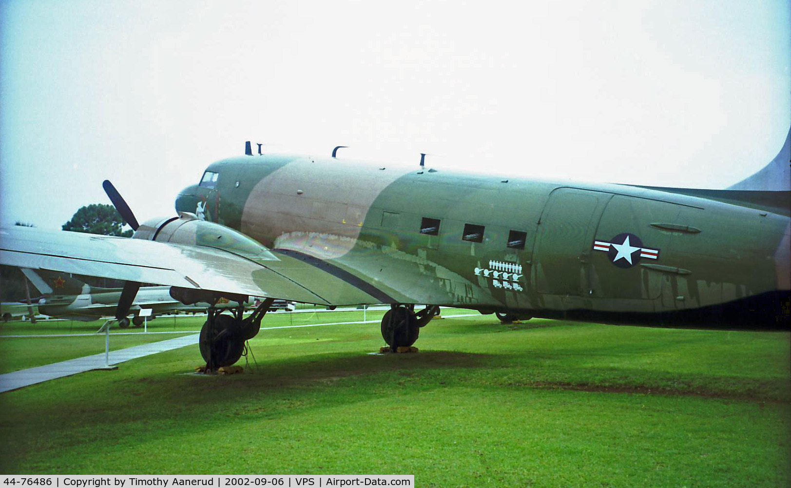 44-76486, 1944 Douglas C-47B-25-DK (R4D-7) Skytrain C/N 16070, USAF Armament Museum, Douglas C-47K, 44-76486, transfer to the Navy as BuNo. 39103, sometime sited incorectly as 44-76876, on display as a AC-47D.  Registration on aircraft is bogus.