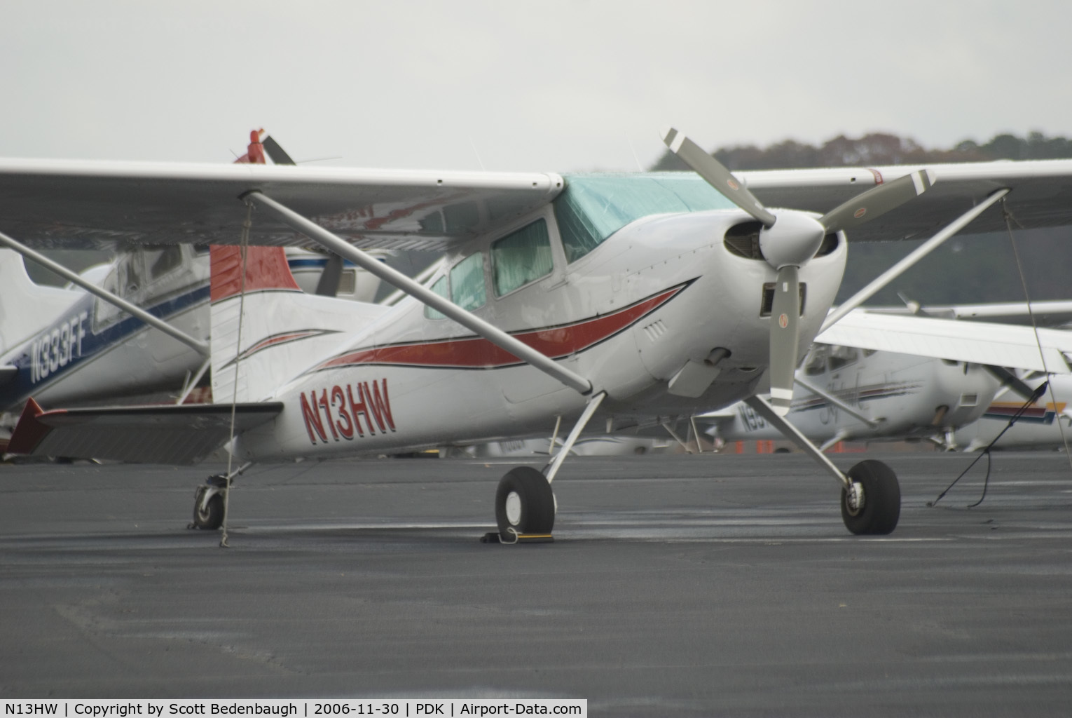 N13HW, 1962 Cessna 185A Skywagon C/N 1850290, On the ramp at PDK, waiting out the clouds.