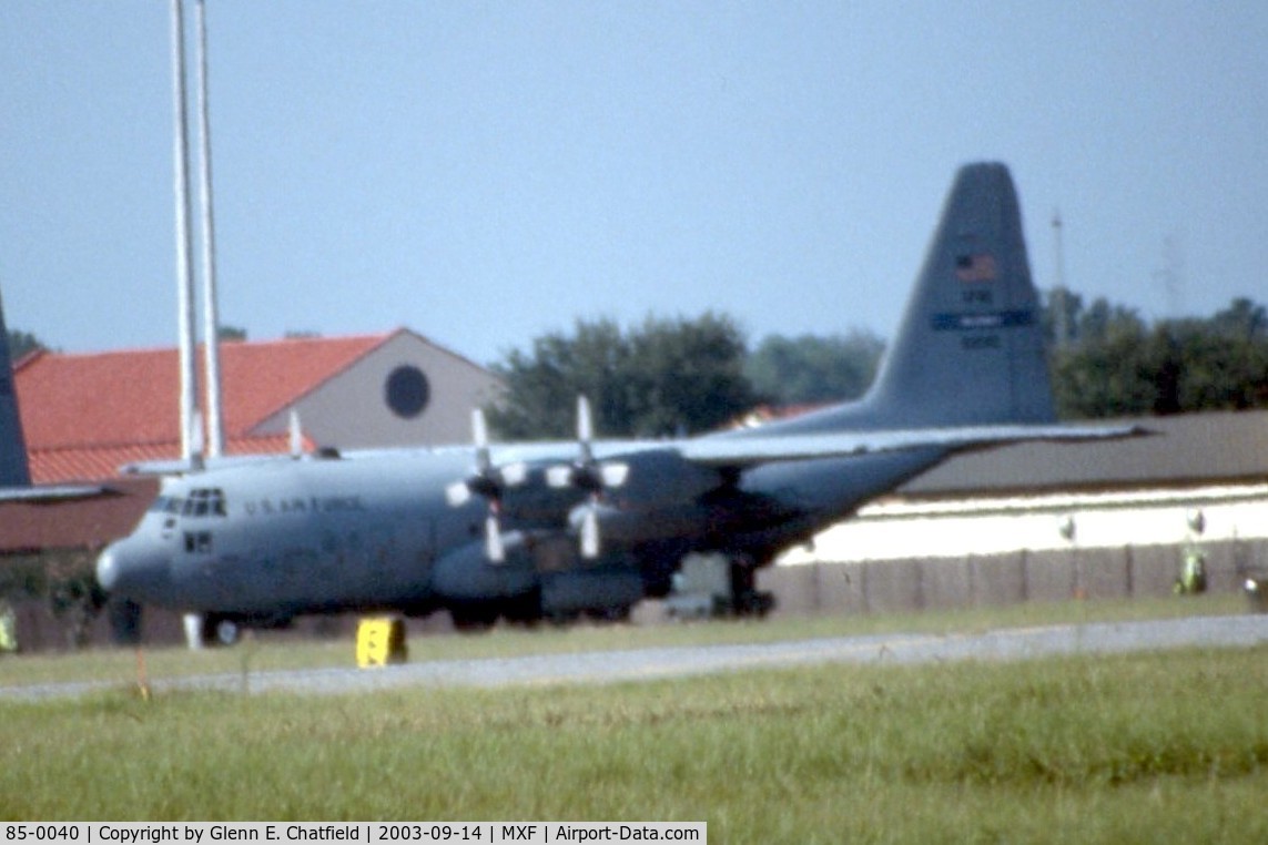 85-0040, 1985 Lockheed C-130H Hercules C/N 382-5083, C-130H shot from highway using 600mm lens with 2X teleconverter.  Long distance!