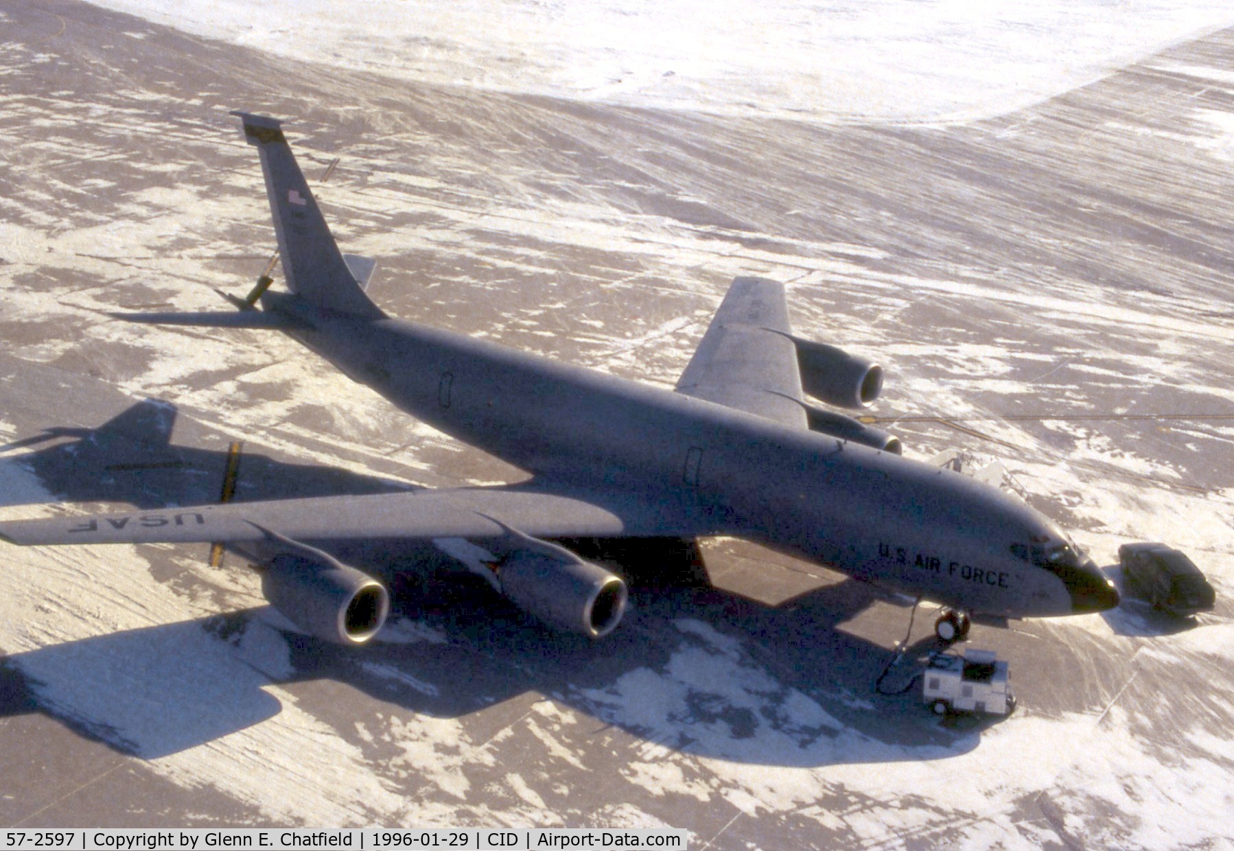 57-2597, 1957 Boeing KC-135R Stratotanker C/N 17733, KC-135R at the base of the control tower