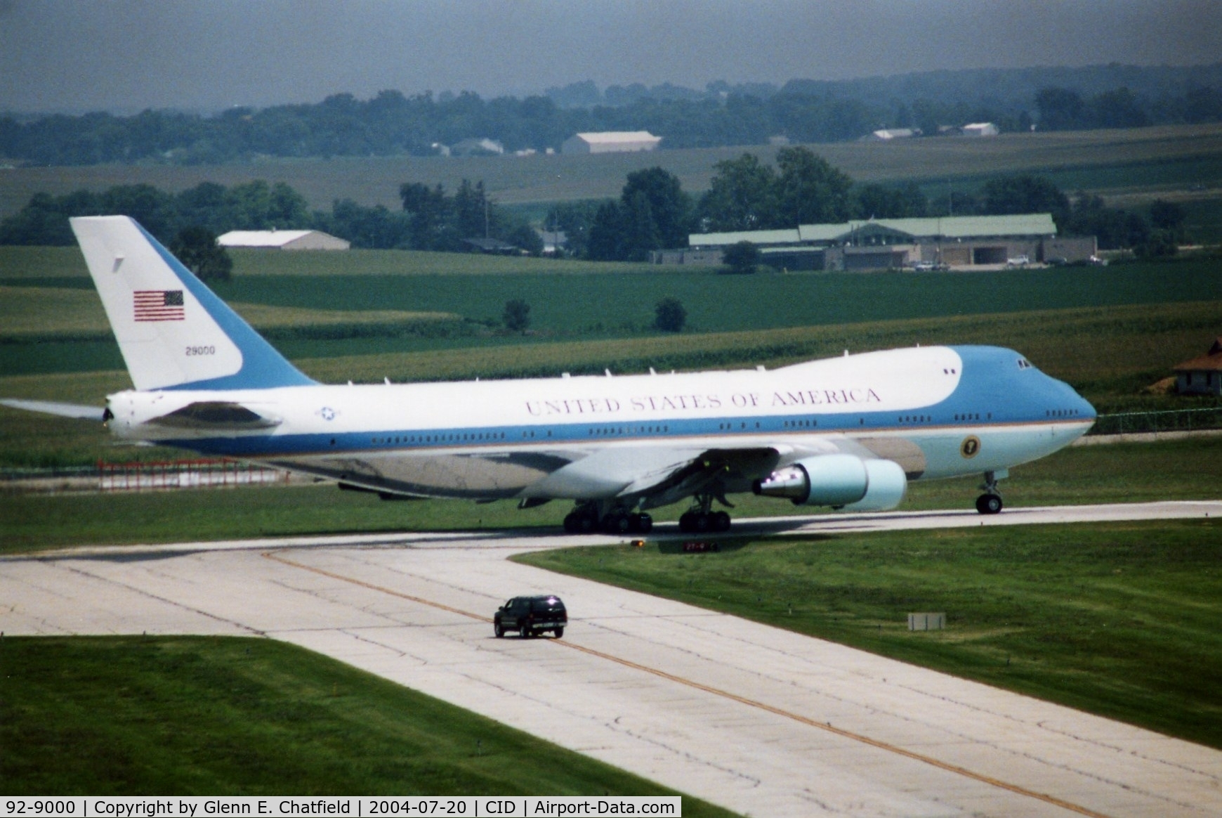92-9000, 1987 Boeing VC-25A (747-2G4B) C/N 23825, Air Force One ready for take-off runway 27.  Shot from the control tower with 600mm lens