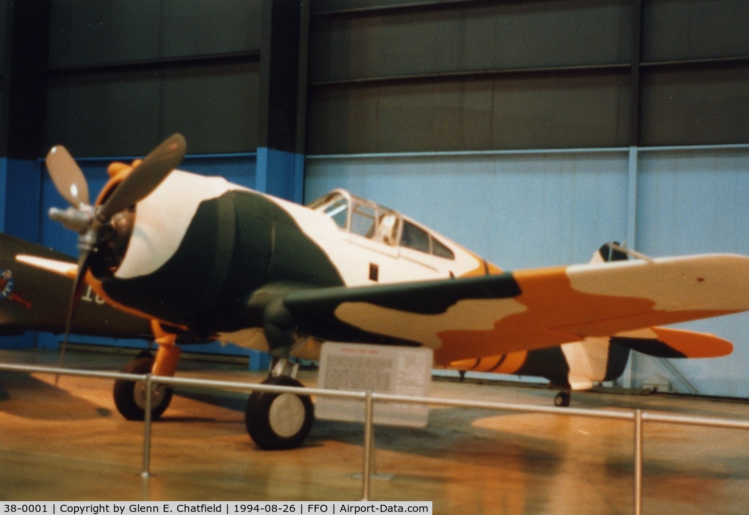 38-0001, 1938 Curtiss P-36 Hawk C/N 12415, P-36A Hawk at the National Museum of the U.S. Air Force. Old paint scheme