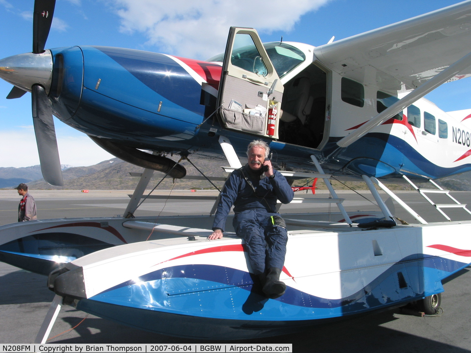 N208FM, 2001 Cessna 208 Caravan I C/N 208-00336, A captain and his ship - N208FM on the ground in Narsarsuaq