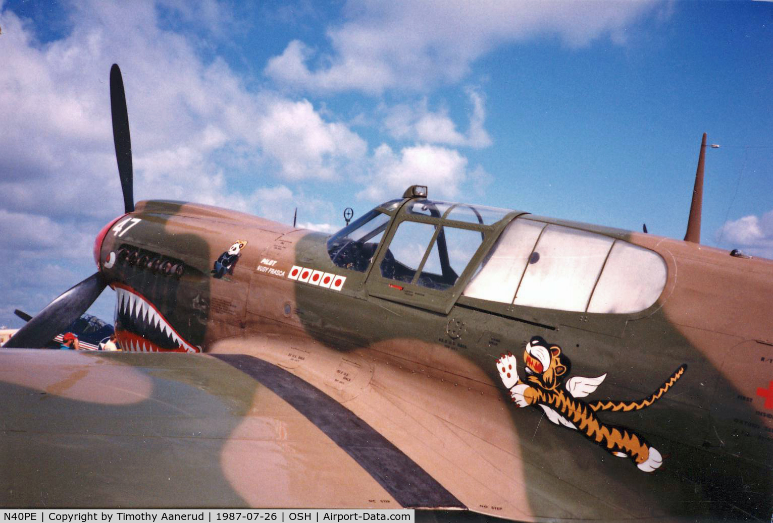 N40PE, 1942 Curtiss P-40E C/N AK905, Oshkosh 1987