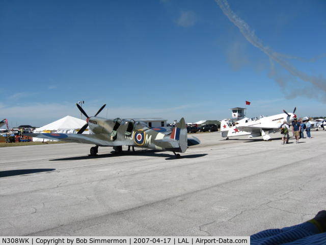 N308WK, 1945 Supermarine 361 Spitfire Tr9 C/N CBAF.4494, Next to N7YK at Sun N Fun '07