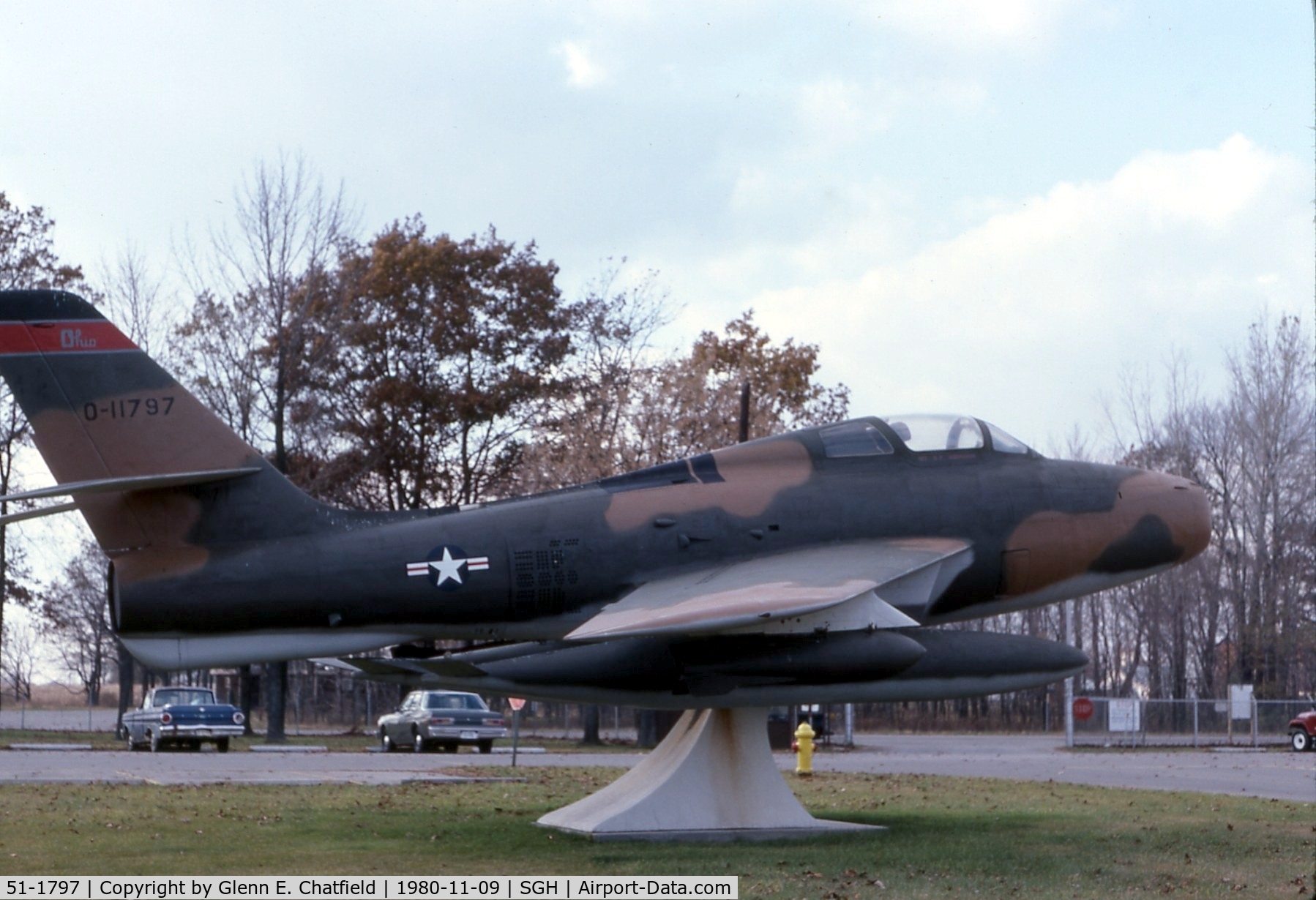 51-1797, 1951 Republic F-84F-30-RE Thunderstreak C/N Not found 51-1797, F-84F mounted at the Air National Guard base