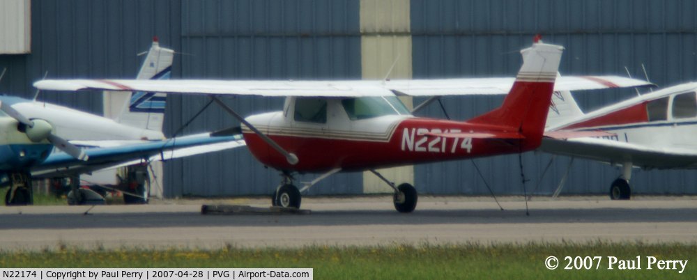 N22174, 1967 Cessna 150H C/N 15068116, Taking a spot on the large GA parking ramp