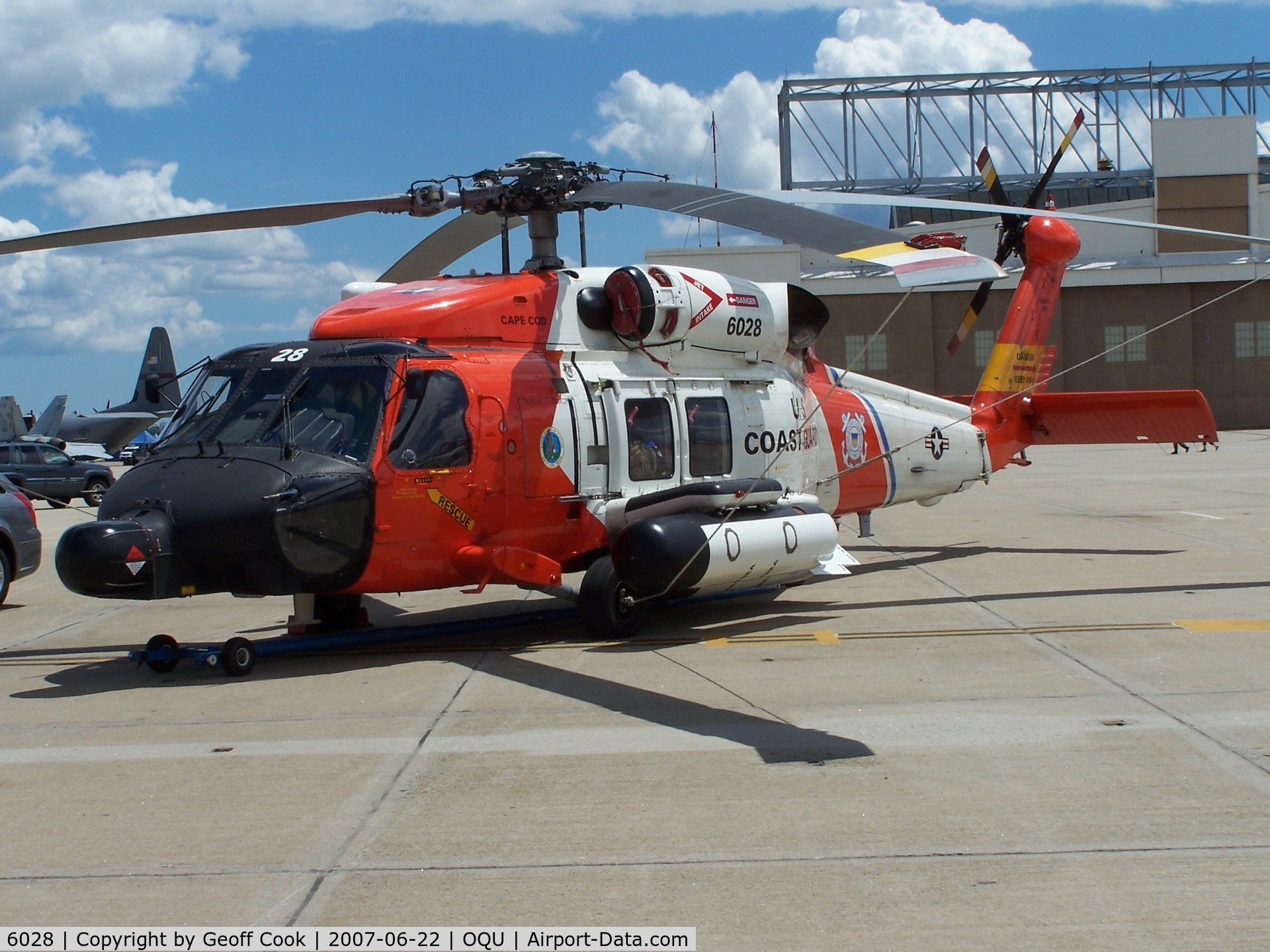 6028, Sikorsky MH-60T Jayhawk C/N 70.1787, 6028 is an MH60J based at the USCG station on Cape Cod, MA USA. Here 6028 is on display at the Quonset RI Airshow June 22nd 2007