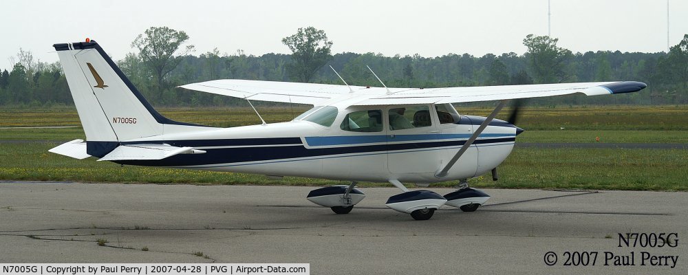 N7005G, 1969 Cessna 172K Skyhawk C/N 17258705, Spooled up and ready to taxi away
