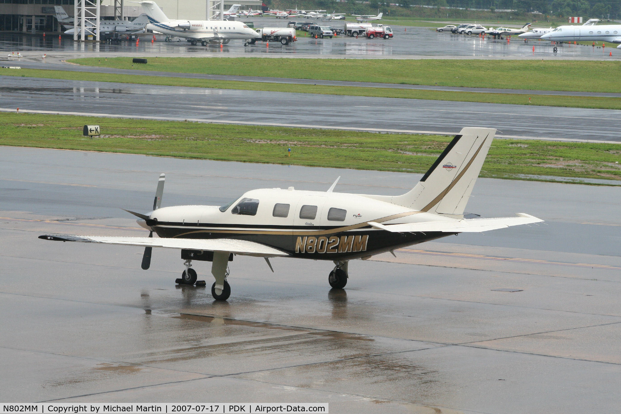 N802MM, 2002 Piper PA-46-500TP Malibu Meridian C/N 4697148, At Epps Air Service In The Rain