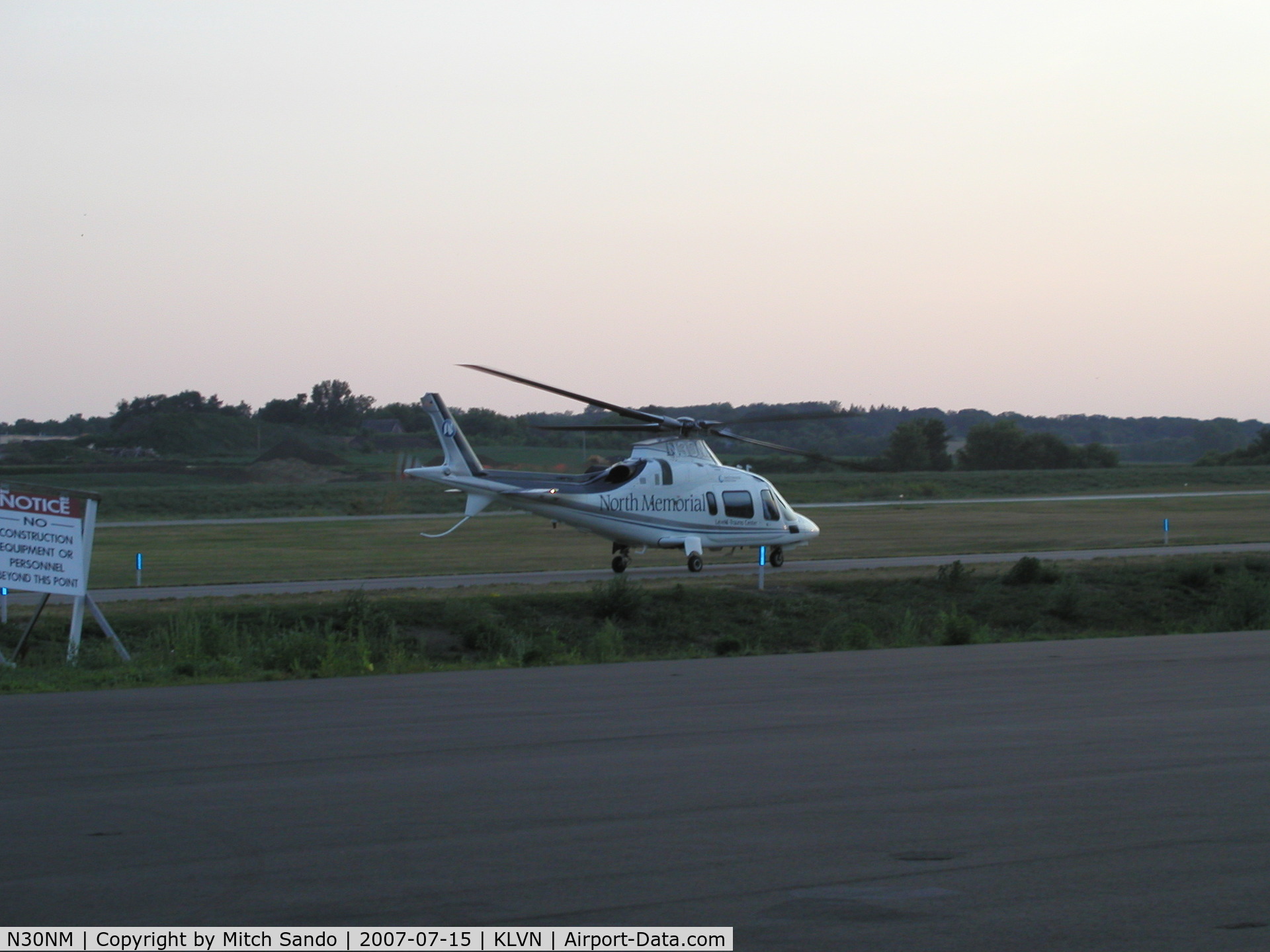 N30NM, Agusta A-109E Power C/N 11065, Air Care 2 departing back to Brainerd.