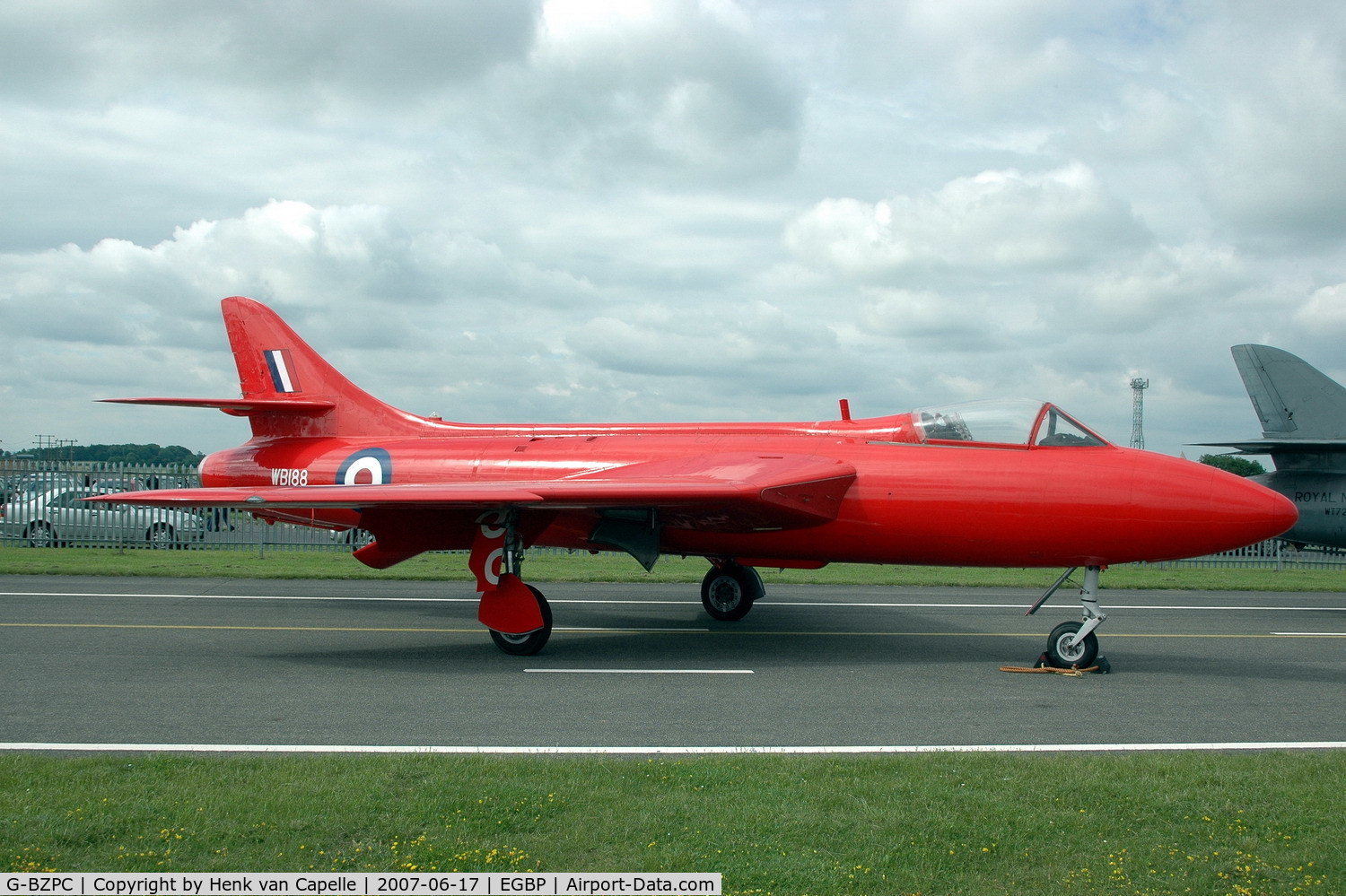 G-BZPC, 1955 Hawker Hunter GA.11 C/N HABL-003061, Hunter in red c/s of P.1067 in which Neville Duke set world air speed record 7 sept 1953 (ex XF300).