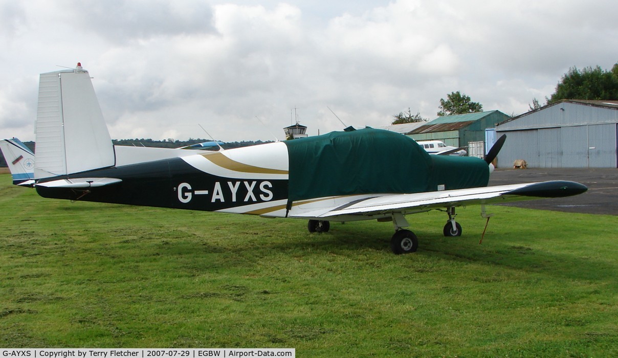 G-AYXS, 1968 SIAI-Marchetti S-205-18R C/N 4-165, early Sunday morning at Wellesborne Mountford