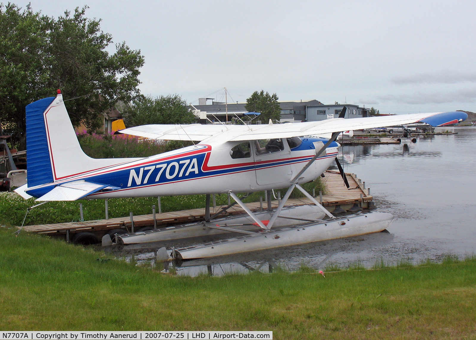 N7707A, 1956 Cessna 180 C/N 32604, Moored at Lake Hood