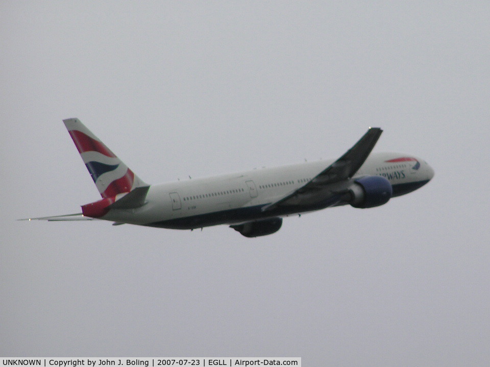 UNKNOWN, , BA 777 departing runway 9R at LHR