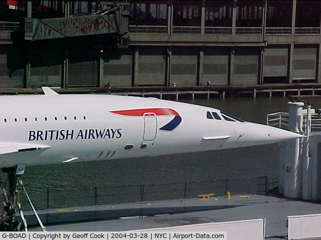 G-BOAD, 1976 Aerospatiale-BAC Concorde 1-102 C/N 100-010, The sharp end of Alpha Delta resting by the Intrepid Museum, New York City in 2004