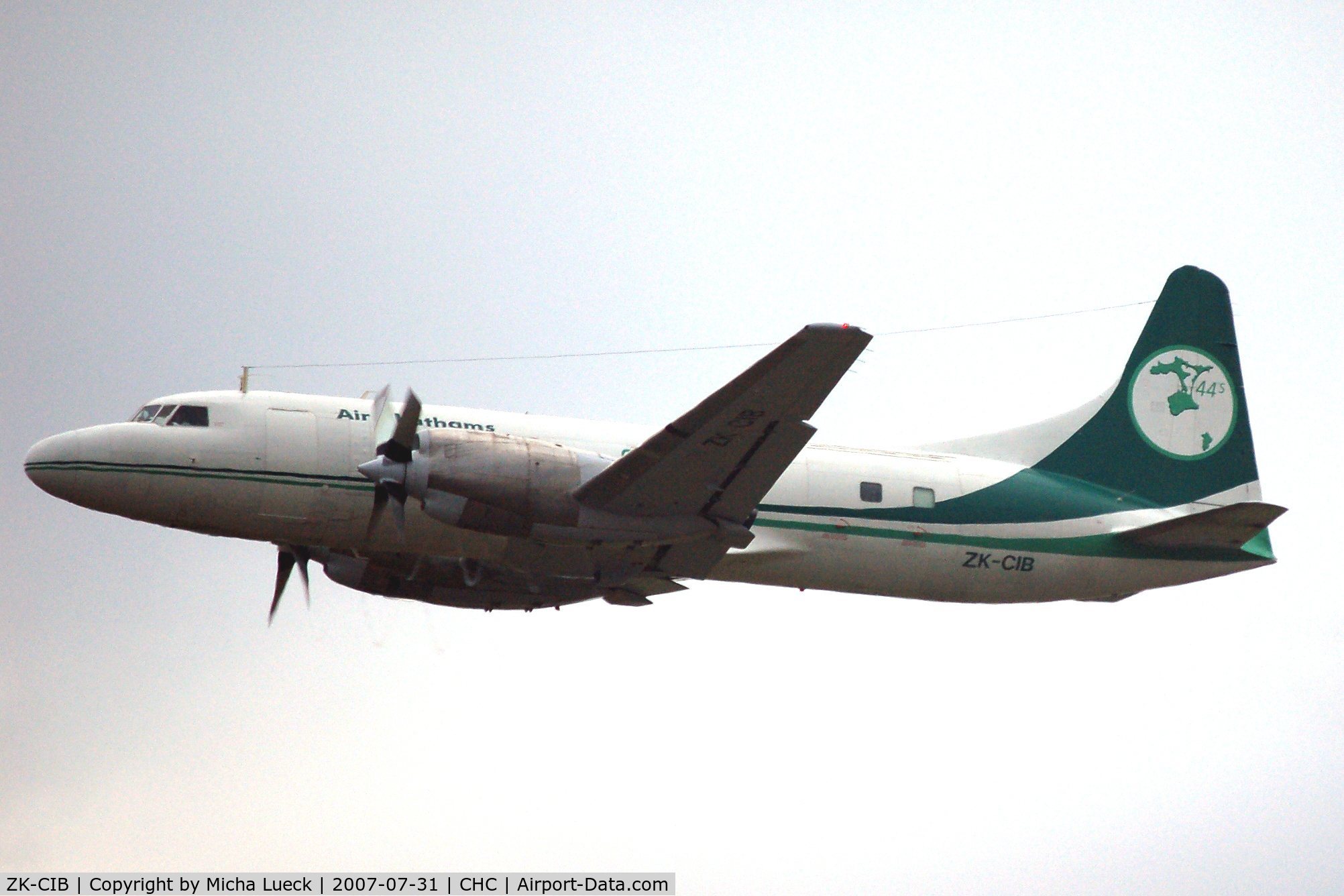 ZK-CIB, 1953 Convair 580 C/N 327A, Climbing out of Christchurch