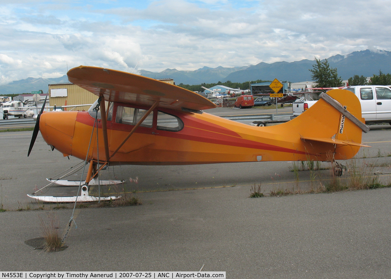 N4553E, 1949 Aeronca 11CC Super Chief C/N 11CC-252, General Aviation Parking area at Anchorage International